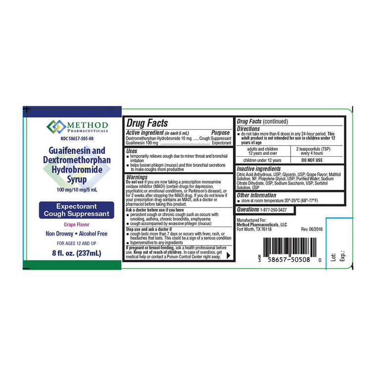 Method Guaifenesin and Dextromethorphan Hydrobromide Cough Syrup, 8 Oz