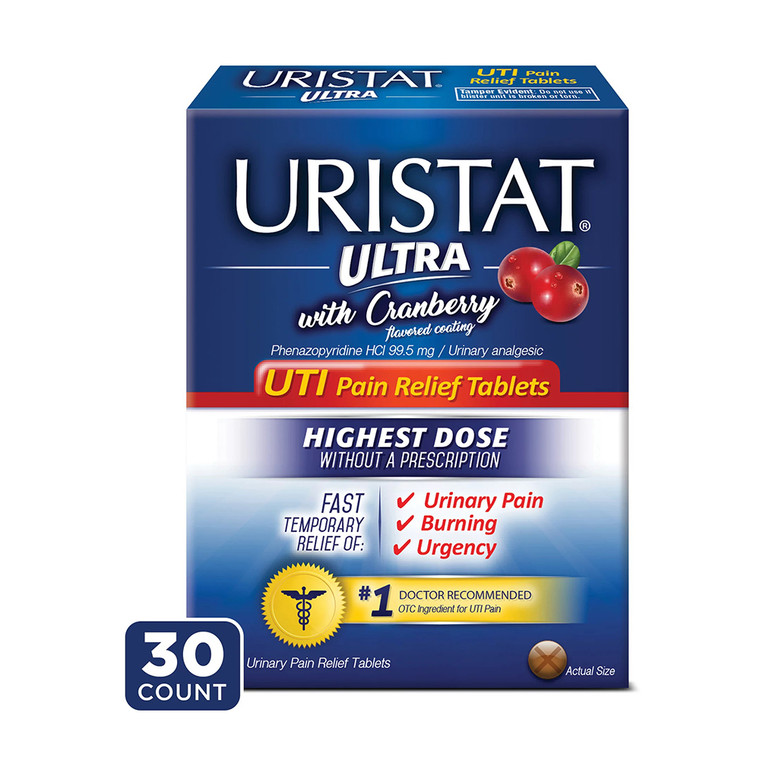 Uristat Ultra with Cranberry UTI Pain Relief Tablets, 30 Ea