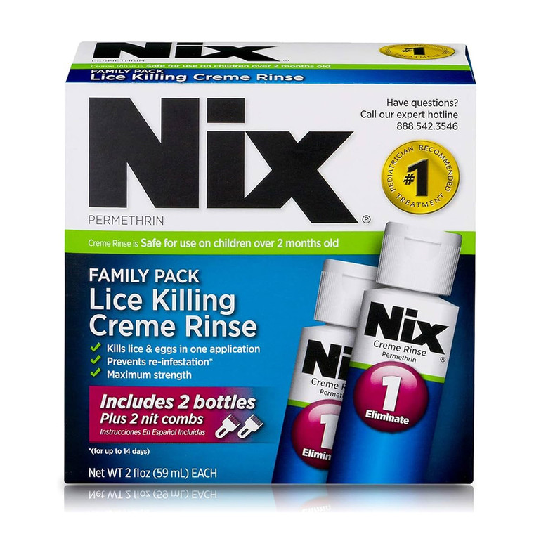 Nix Lice Killing Creme Rinse with 2 Nit Comb, Permethrin, 2 Oz, 2 Ea