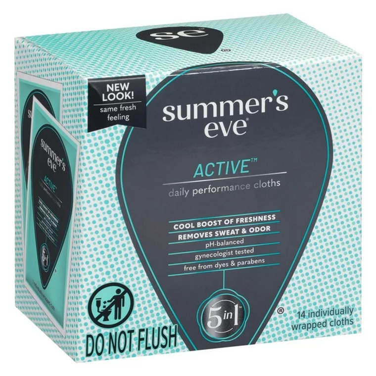 Summers Eve Active Daily Performance Feminine Cleansing Cloths, 14 Ea