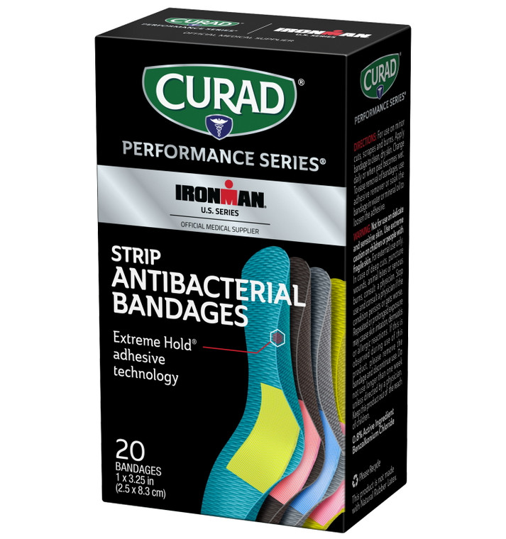 Curad Performance Series Strip Anti Bacterial Bandages, Extreme Hold, 20 Ea