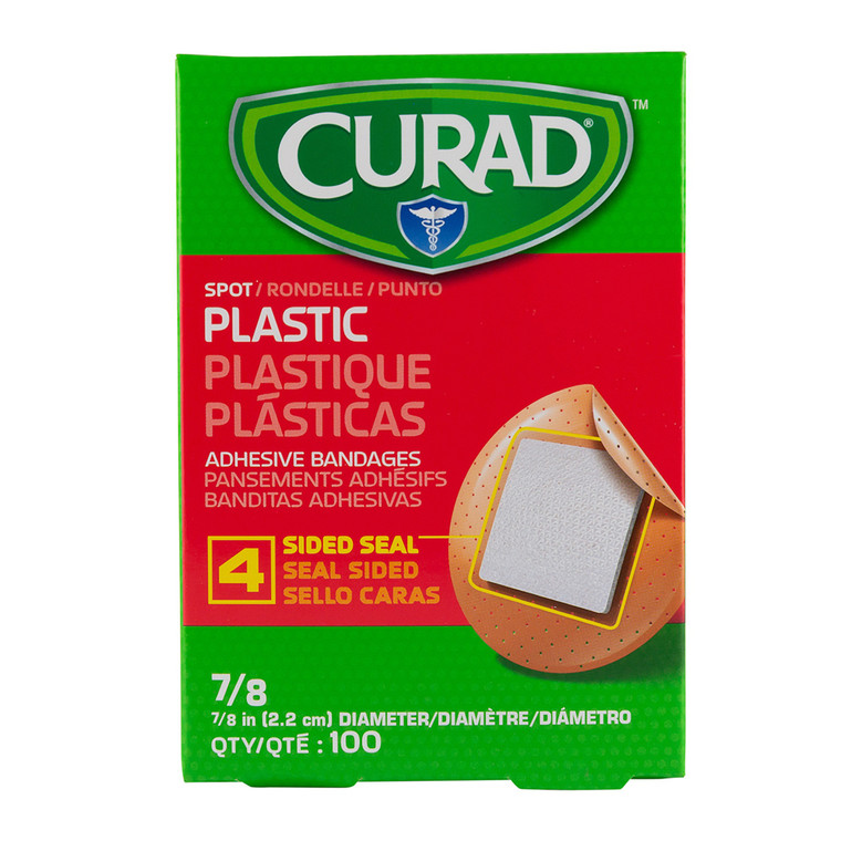 Curad Plastic Spot 7.8 Inch Bandages, 100 Ea