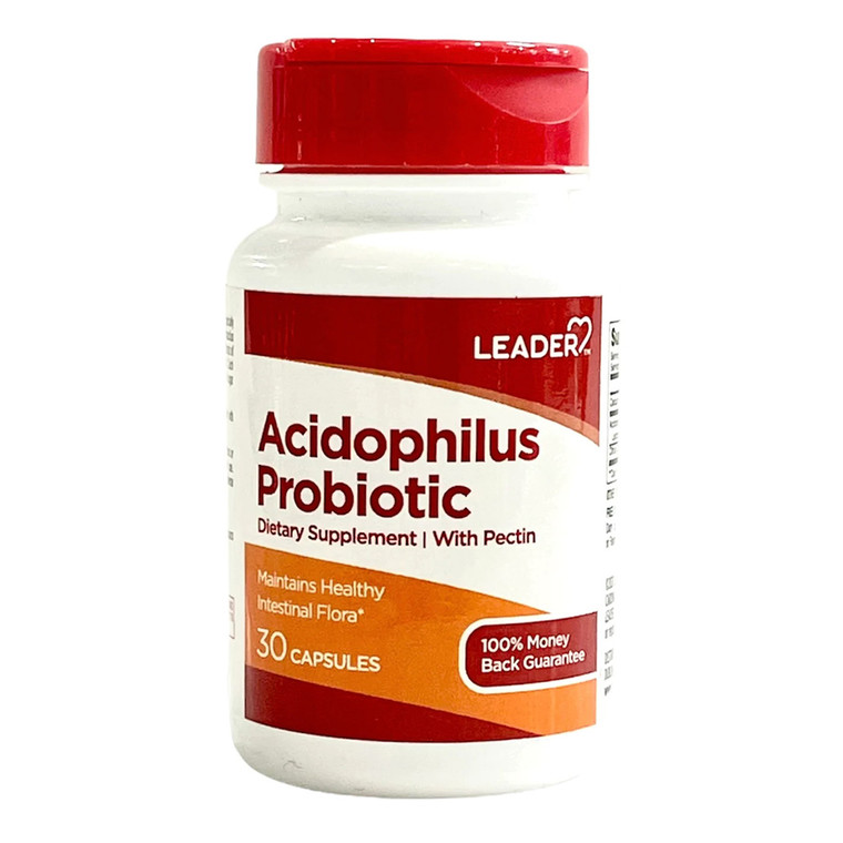 Leader Acidophilus Probiotic Capsules for Intestinal Health, 30 Ea