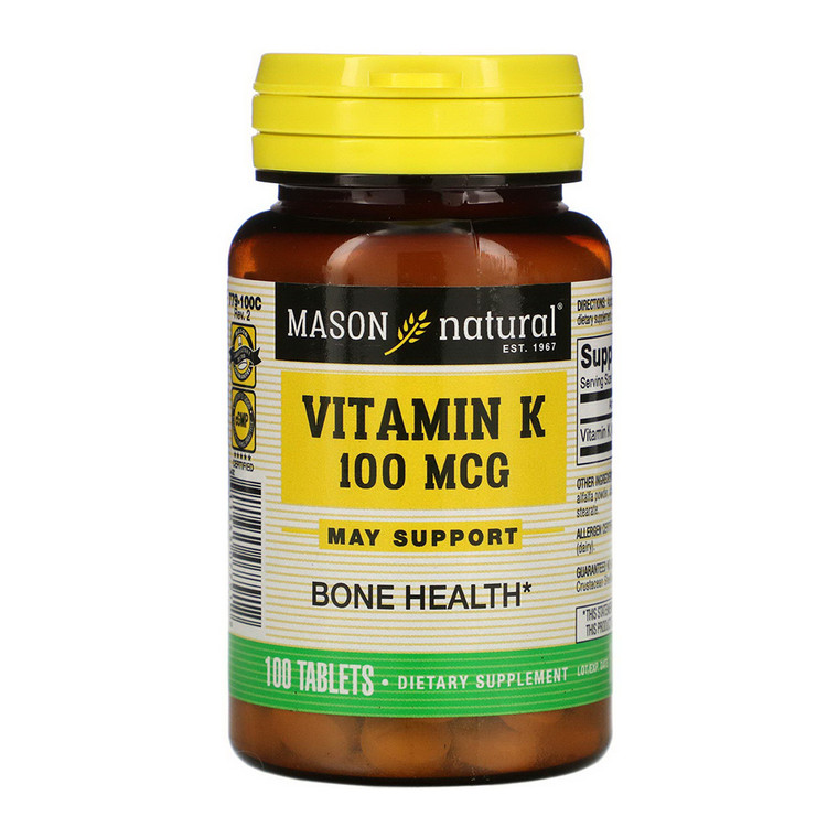 Mason Natural Vitamin K 100 mcg Tablets for Bone Health, 100 Ea