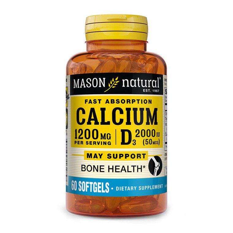 Mason Natural Calcium 1200 mg with Vitamin D 3 50 mcg Softgels for Bone Health, 60 Ea