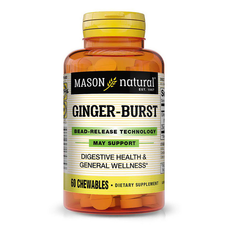 Mason Natural Ginger Burst Chewables for Digestive Health, 60 Ea