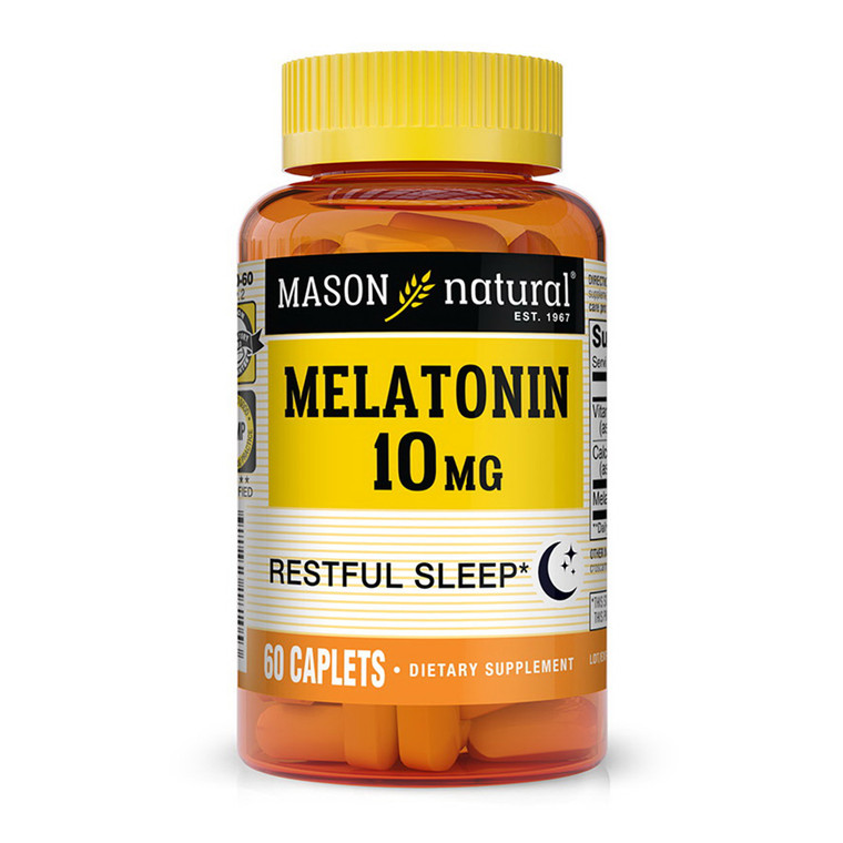 Mason Natural Melatonin 10 Mg Caplets for Restful Sleep, 60 Ea