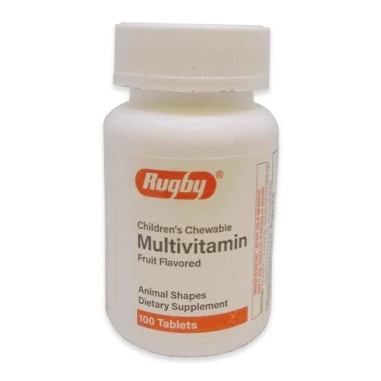 Rugby Childrens Chewable Multivitamin Tablets, Fruit Flavored Tablets, 100 Ea