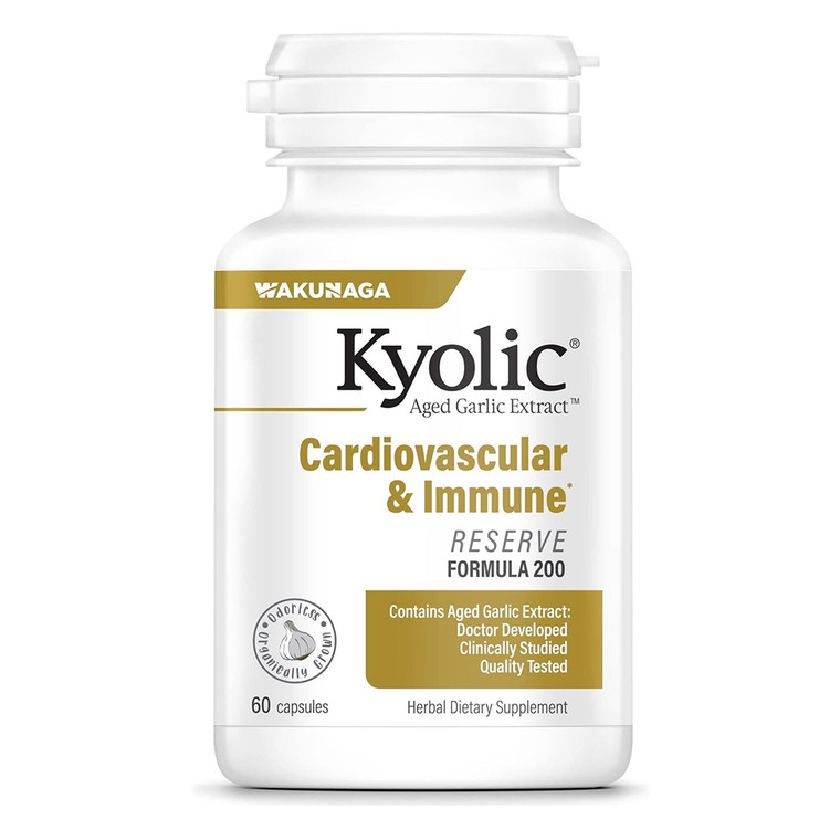 Kyolic Aged Garlic Extract Cardiovascular and Immune Health Reserve Formula 200 Capsules 60Ea