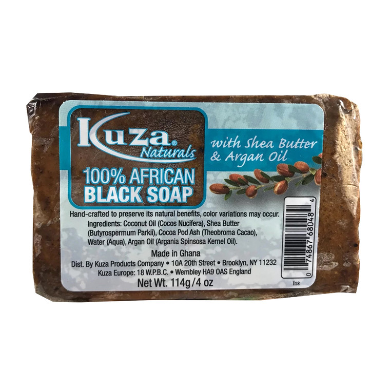 Kuza Naturals African Black Soap with Shea Butter and Argan Oil, 4 Oz