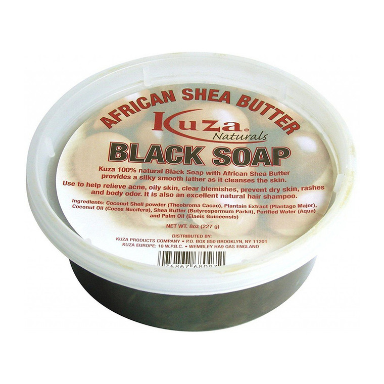 Kuza Naturals African Shea Butter Black Soap, 8 Oz