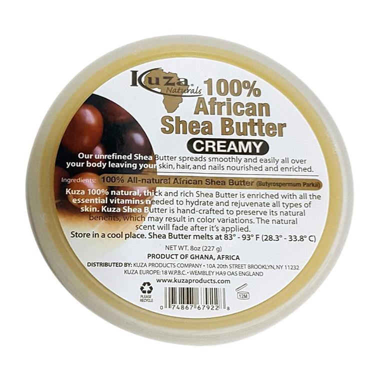 Kuza African Shea Butter White Creamy for Skin, 8 Oz