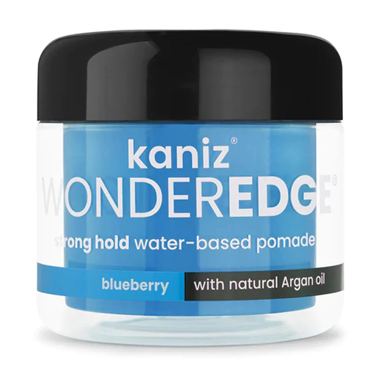 Kaniz Wonder Edge Strong Hold Water Based Pomade with Argan Oil, Blueberry, 4 Oz