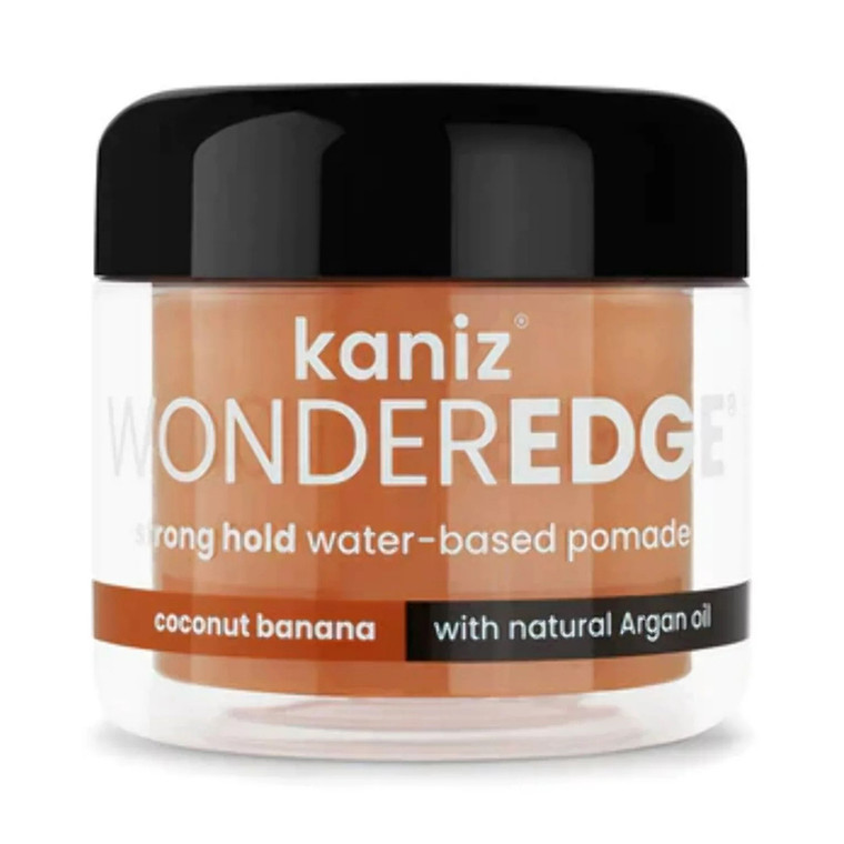 Kaniz Wonder Edge Strong Hold Water Based Pomade with Argan Oil, Coconut Banana, 4 Oz