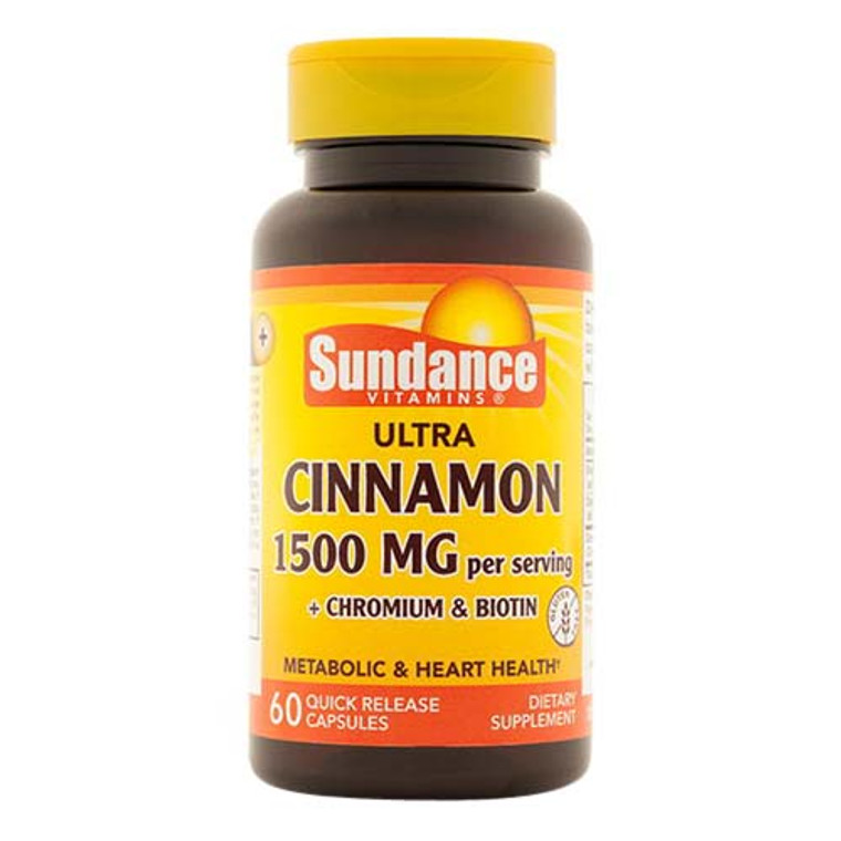 Sundance Cinnamon 1500 Mg Plus Chromium And Biotin Heart Health Quick Release Capsules, 60 Ea