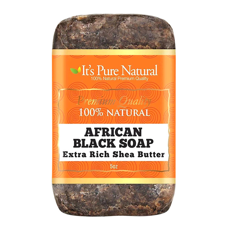 Its Pure Natural African Black Soap Extra Rich Shea Butter, 5 Oz