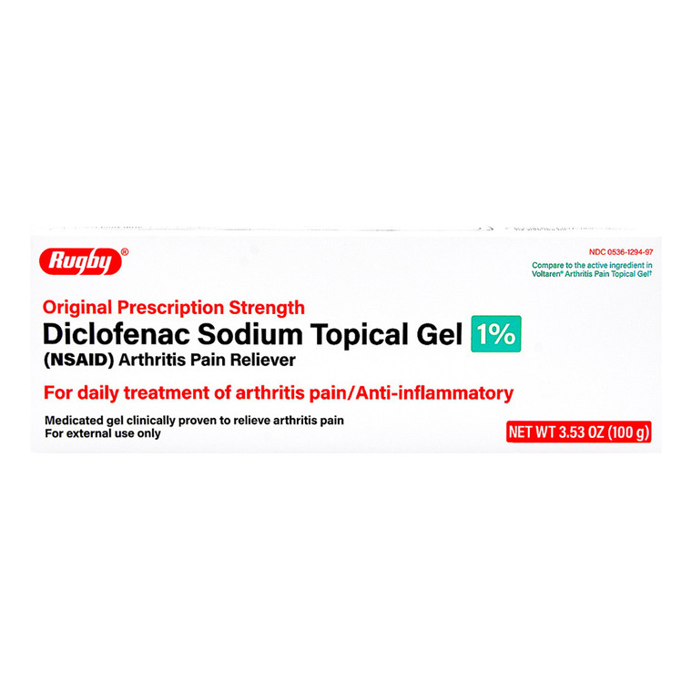 Rugby Diclofenac Sodium Topical Gel 1 Percent for Arthritis Pain Reliever, 100 Gm