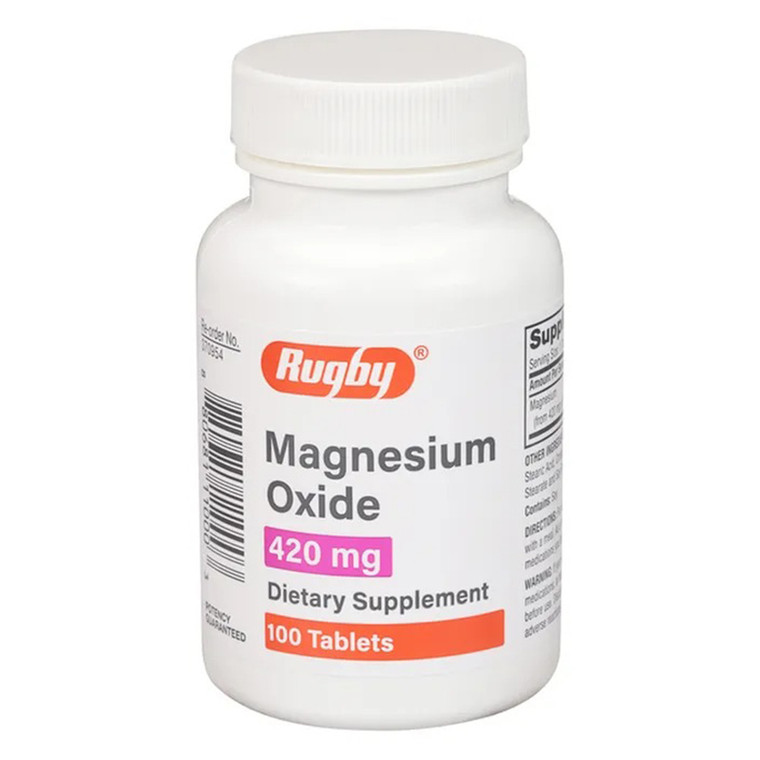 Rugby Magnesium Oxide 420 Mg Supplement Tablets, 100 Ea