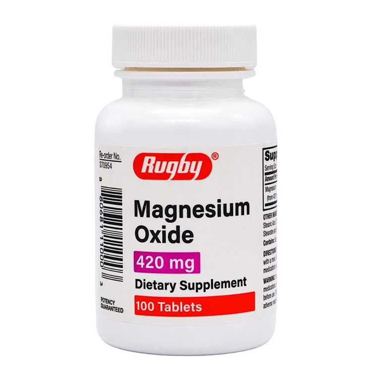 Rugby Magnesium Oxide 420 Mg Supplement Tablets, 100 Ea