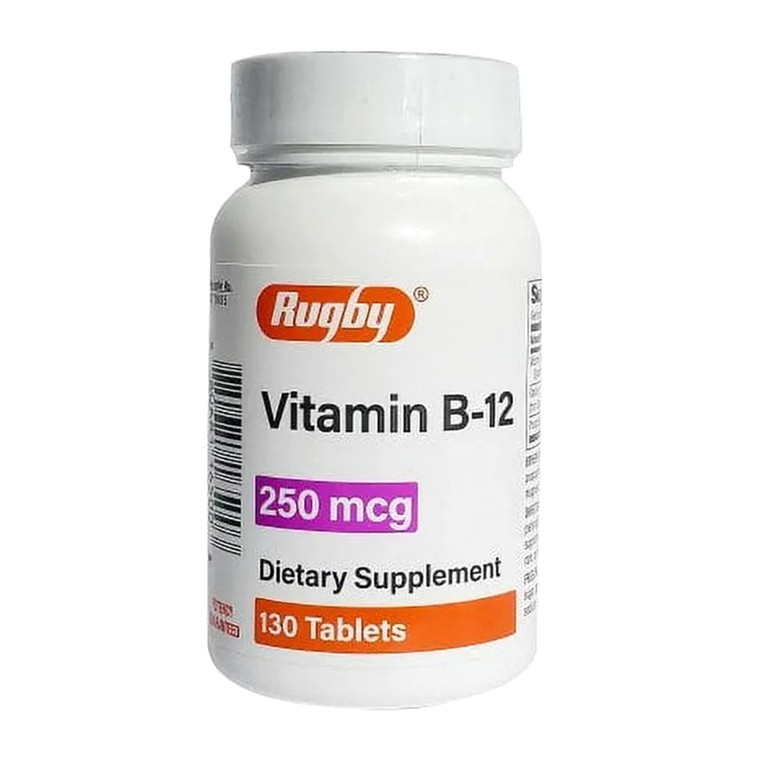 Rugby Vitamin B12 250 Mcg Supplement Tablets, 130 Ea