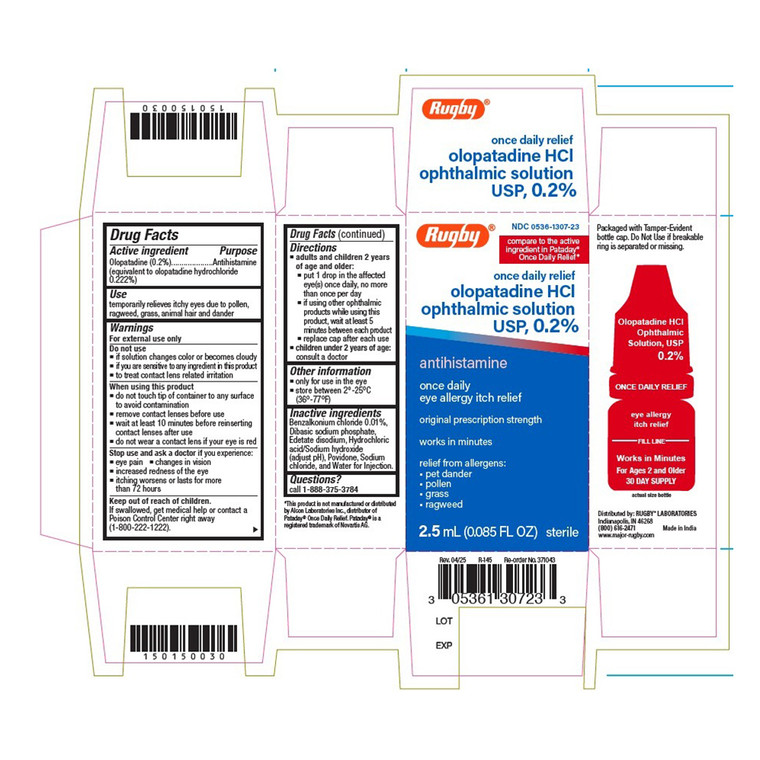 Rugby Olopatadine HCL Opthalmic Solution USP 0.2 Percent Antihistamine Eye Itch Relief 0.085Oz (2.5ml)