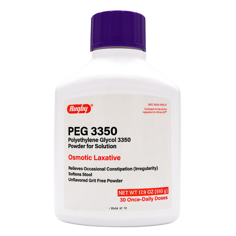 Rugby Polyethylene Glycol 3350 Osmotic Laxative Powder for Solution, 510 Gm