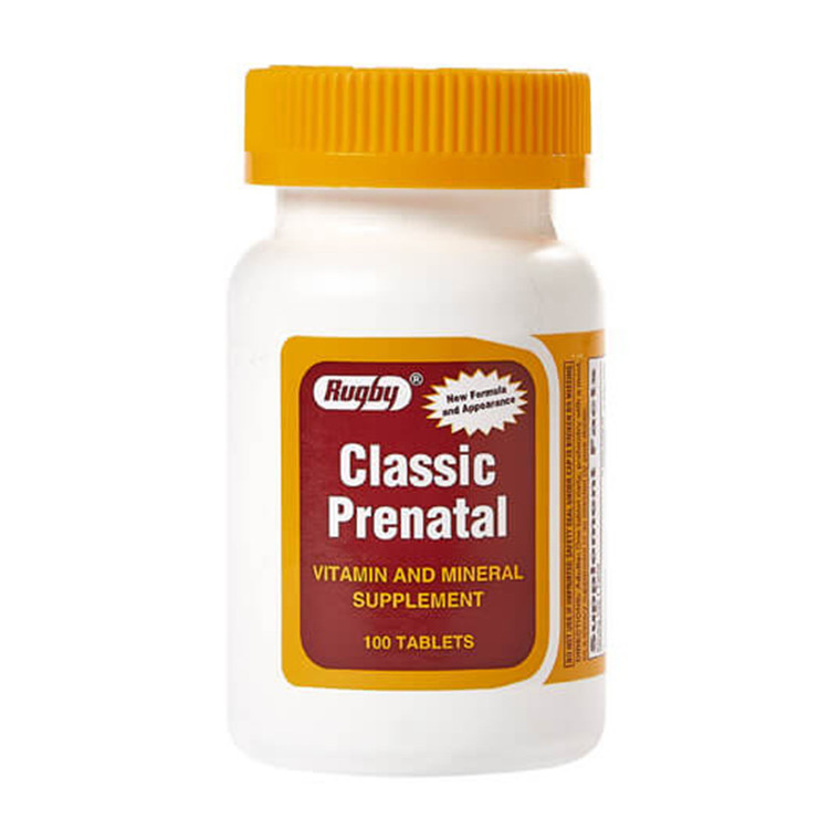 Rugby Classic Prenatal Vitamin and Mineral Supplement Tablets, 100 Ea