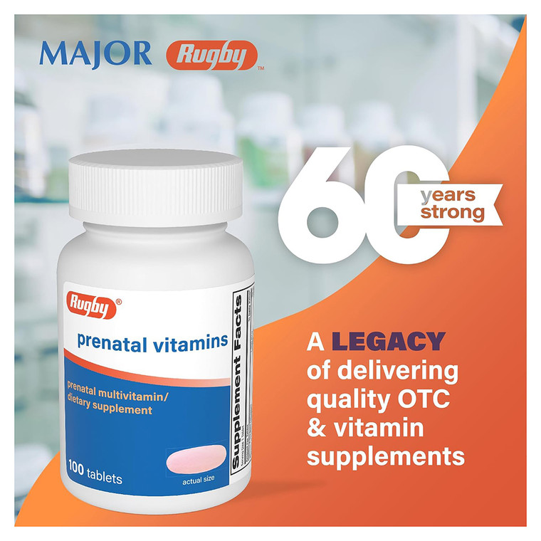 Rugby Prenatal Vitamin and Mineral Supplement Tablets 100Ea