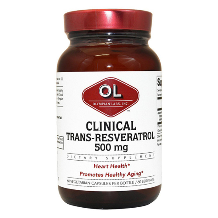 Olympian Labs Clinical Trans Resveratrol Vegetarian Capsules, 500 mg Supports Heart Health, 60 Ea