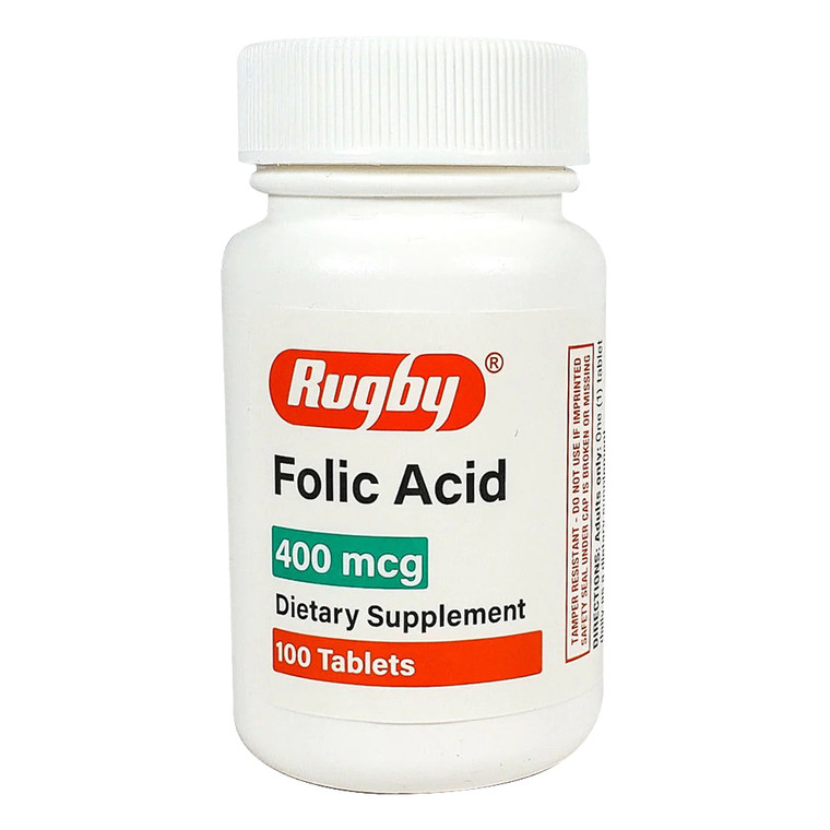 Rugby Folic Acid 400 Mcg Supplement Tablets, 100 Ea