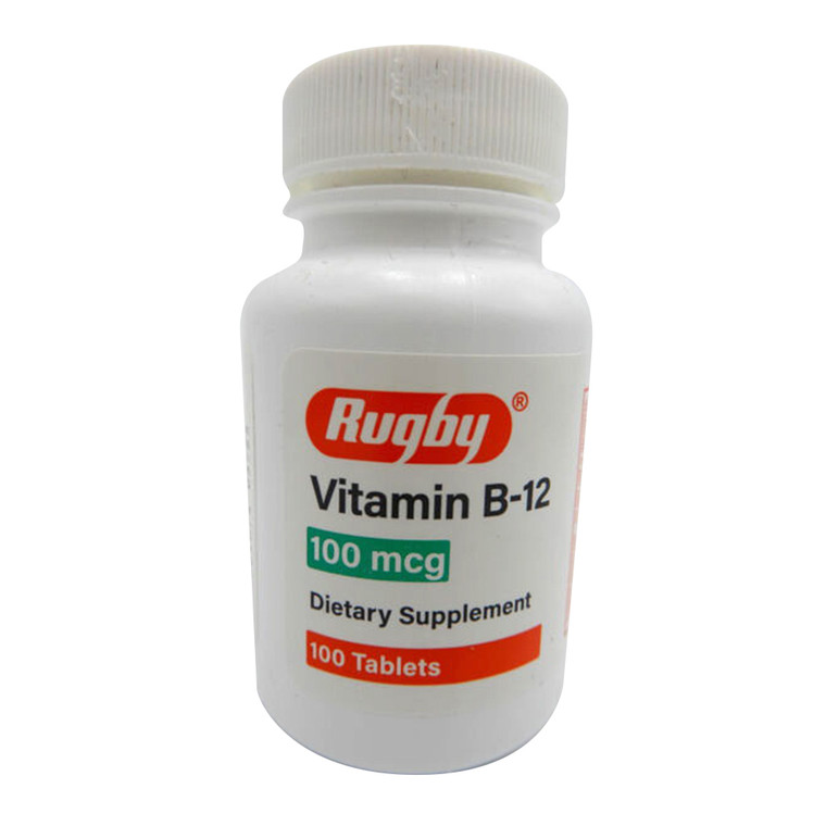 Rugby Vitamin B-12 100 Mcg Supplement Tablets, 100 Ea