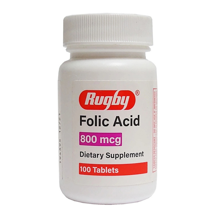 Rugby Folic Acid 800 Mcg Supplement Tablets, 100 Ea