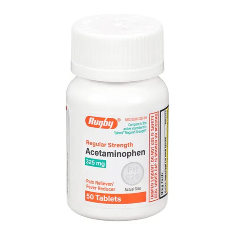 Rugby Acetaminophen 325 Mg Regular Strength for Pain and Fever Reducer, 50 Ea