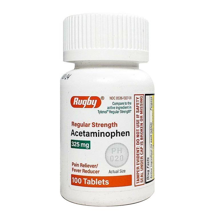Rugby Acetaminophen 325 Mg Regular Strength for Pain and Fever Reducer, 100 Ea