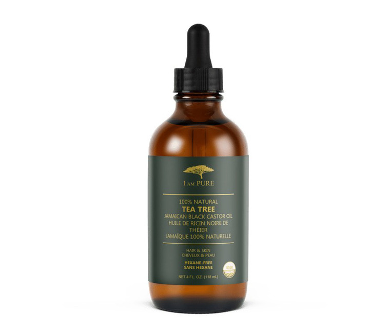 I Am Pure Natural Tea Tree Jamaican Black Castor Oil Promotes Fresh Clean Scalp Health 4Oz (118ml)