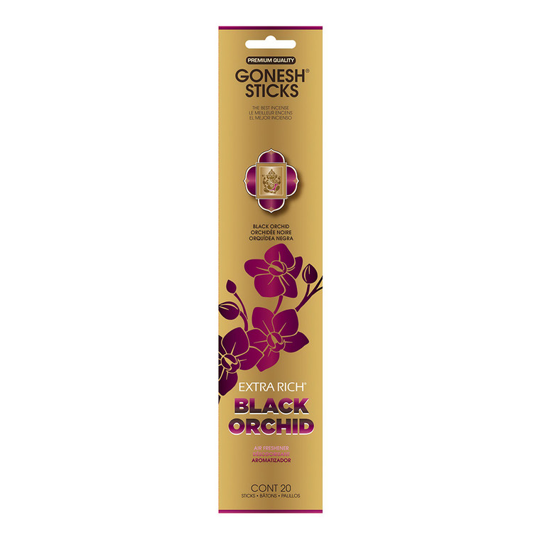 Gonesh Incense Sticks Extra Rich Collection Black Orchid, 20 Ea