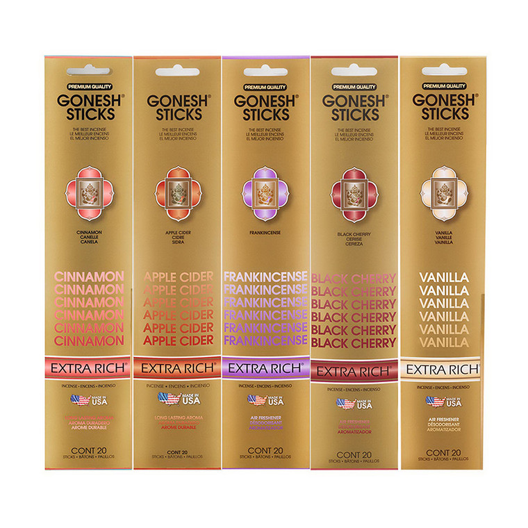 Gonesh Incense Sticks Extra Rich Collection Vanilla, 20 Ea