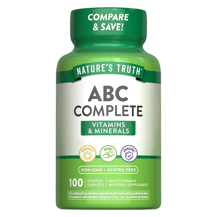 Natures Truth ABC Complete Vitamins and Minerals Coated Caplets Support Energy Metabolism 100Ea