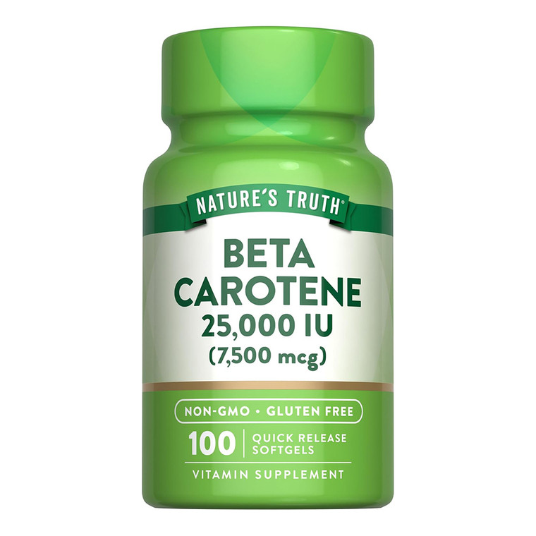 Natures Truth Beta Carotene 25000 IU Vitamin Supplement Softgels Support Eye Health 100Ea