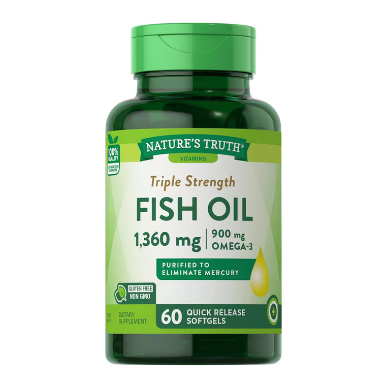 Natures Truth Triple Strength Fish Oil Omega 3 1360 Mg Capsules, 60 Ea