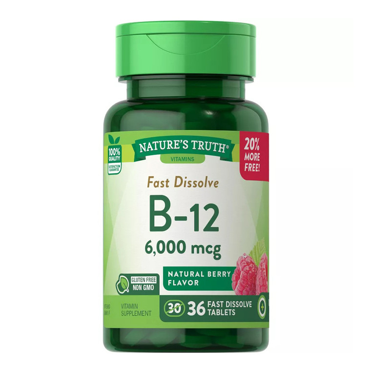 Natures Truth B 12 Vitamin 6000 Mcg Fast Dissolve Capsules, 36 Ea