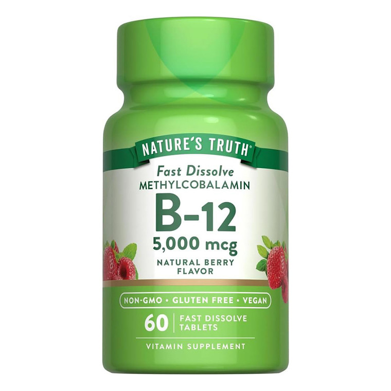 Natures Truth Vitamin B12 5000mcg Vitamin Supplement Tablets Natural Berry Flavor Support Energy Metabolism 60Ea