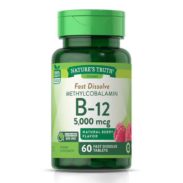 Natures Truth B 12 Vitamin 5000 Mcg Fast Dissolve Tablets, Natural Berry Flavor, 60 Ea