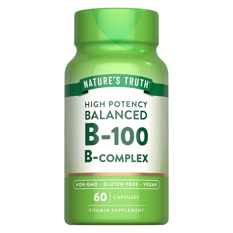 Natures Truth Vitamin B 100 Complex Vitamin Supplement Capsules Support Energy Metabolism 60Ea