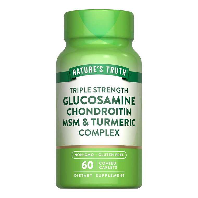 Natures Truth Glucosamine Chondroitin MSM and Turmeric Complex Coated Caplets Support Joint Health 60Ea