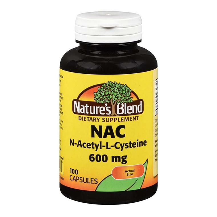 Natures Blend NAC 600mg Dietary Supplement Capsules Support Antioxidant Cellular Health 100Ea