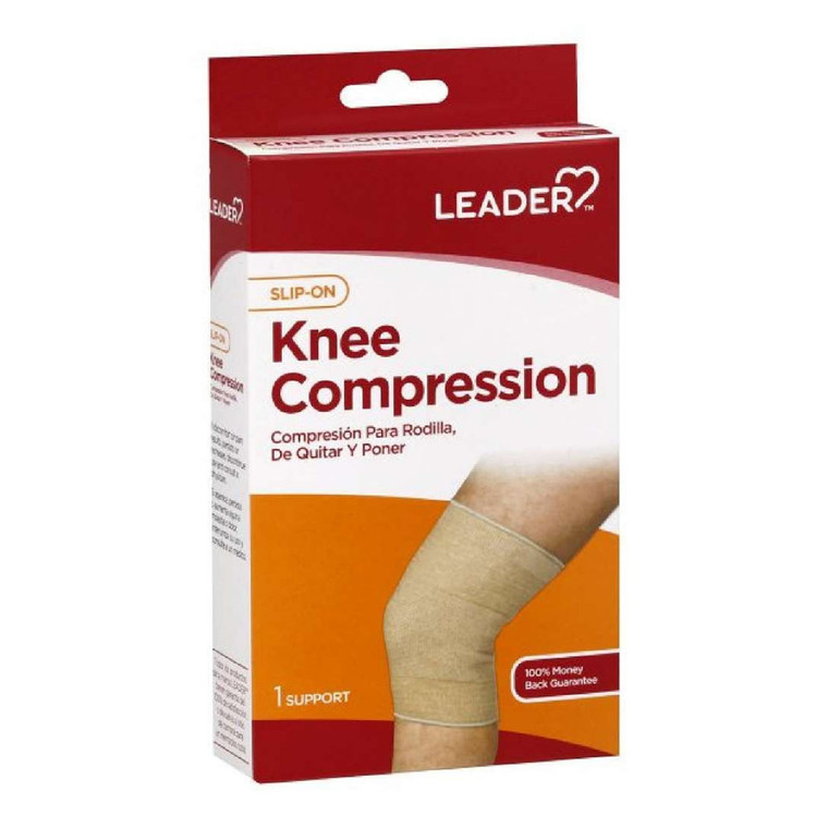 Leader Slip On Knee Compression Beige, Extra Large, Supports Braces, 1 Ea