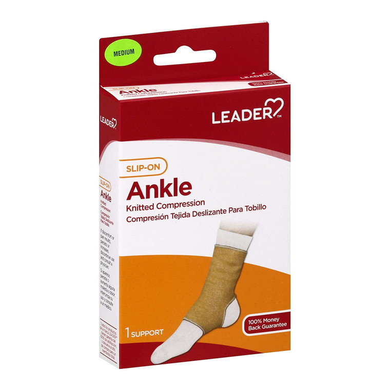 Leader Slip On Ankle Elastic Support, Medium, Supports Braces, 1 Ea