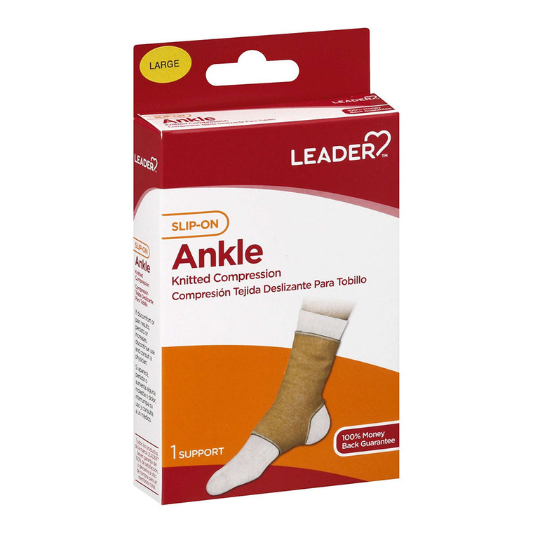 Leader Slip On Ankle Elastic Support, Large, Supports Braces, 1 Ea