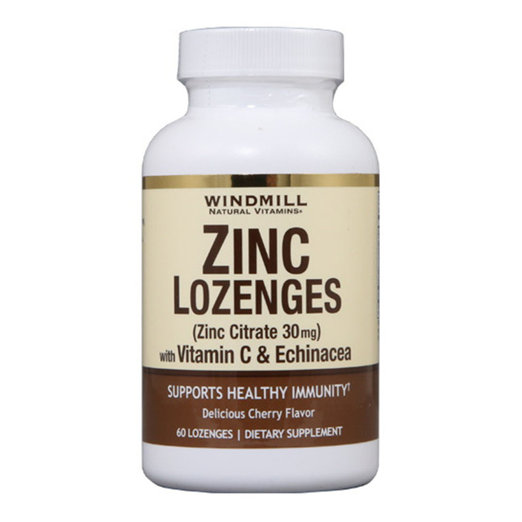 Windmill Vitamins Zinc Lozenges With C & Echinacea, Cherry Flavor, 60 Ea